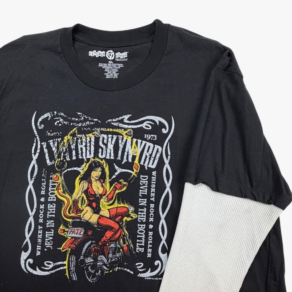 2008 Lynyrd Skynyrd Devil in the Bottle Layered Long Sleeve Shirt Mens 2XL Black